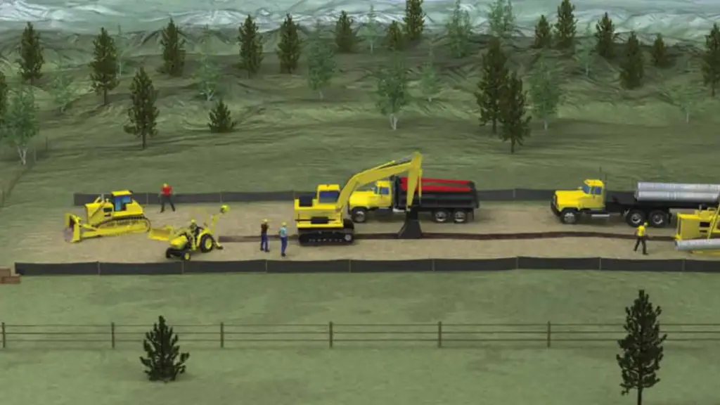 Mockup photo of a crew planning a pipeline spread